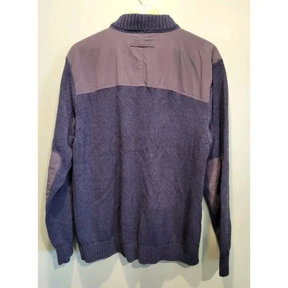 Mens Duluth Blue Wool Blend 1/4 Zip Sweater Pocket Elbow Patch Sz XL - Picture 6 of 8